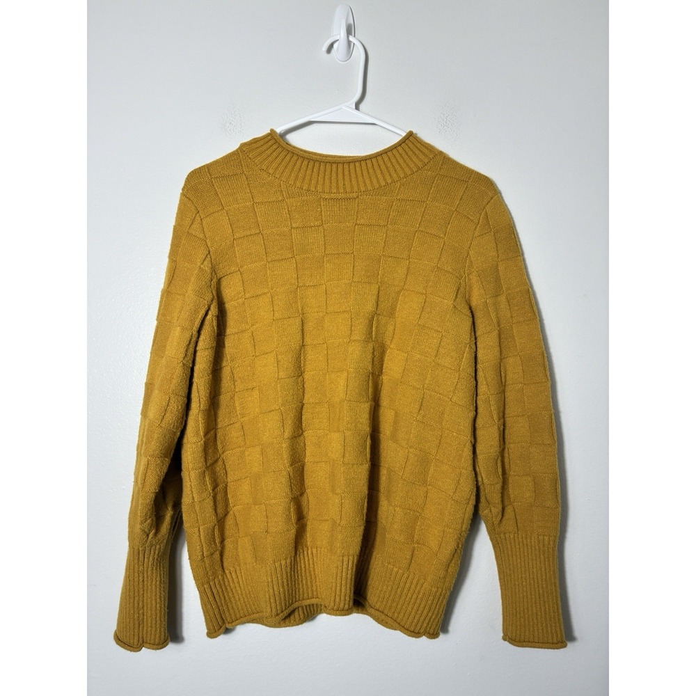 ModCloth Basket Woven Pullover Sweater Sz Large Mustard Preppy Soft Luxury